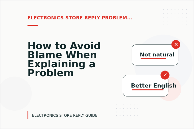 How to Avoid Blame When Explaining a Problem in Electronics Store Reply English How to Avoid Blame When Explaining a Problem in Electronics Store Reply English